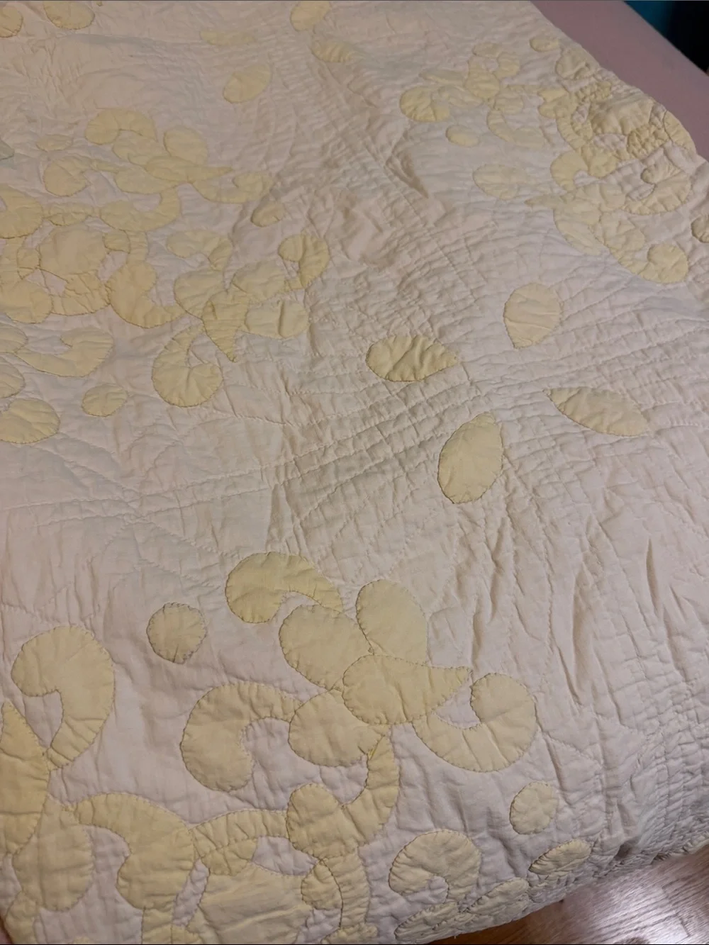 Lot of 2 vintage butter yellow cotton quilts 78 x 80